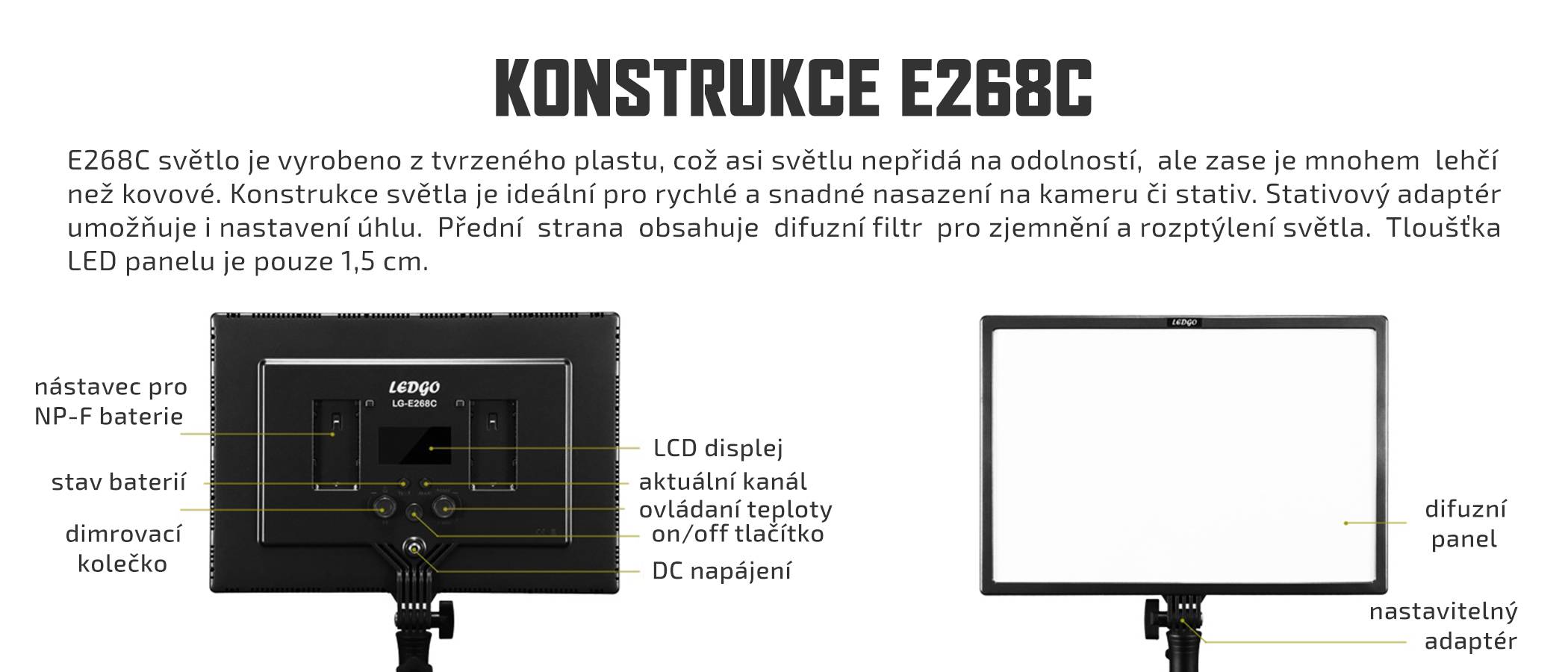 film-technika-ledgo-e268c-kamerové led-světlo-velice-tenká-konstrukce